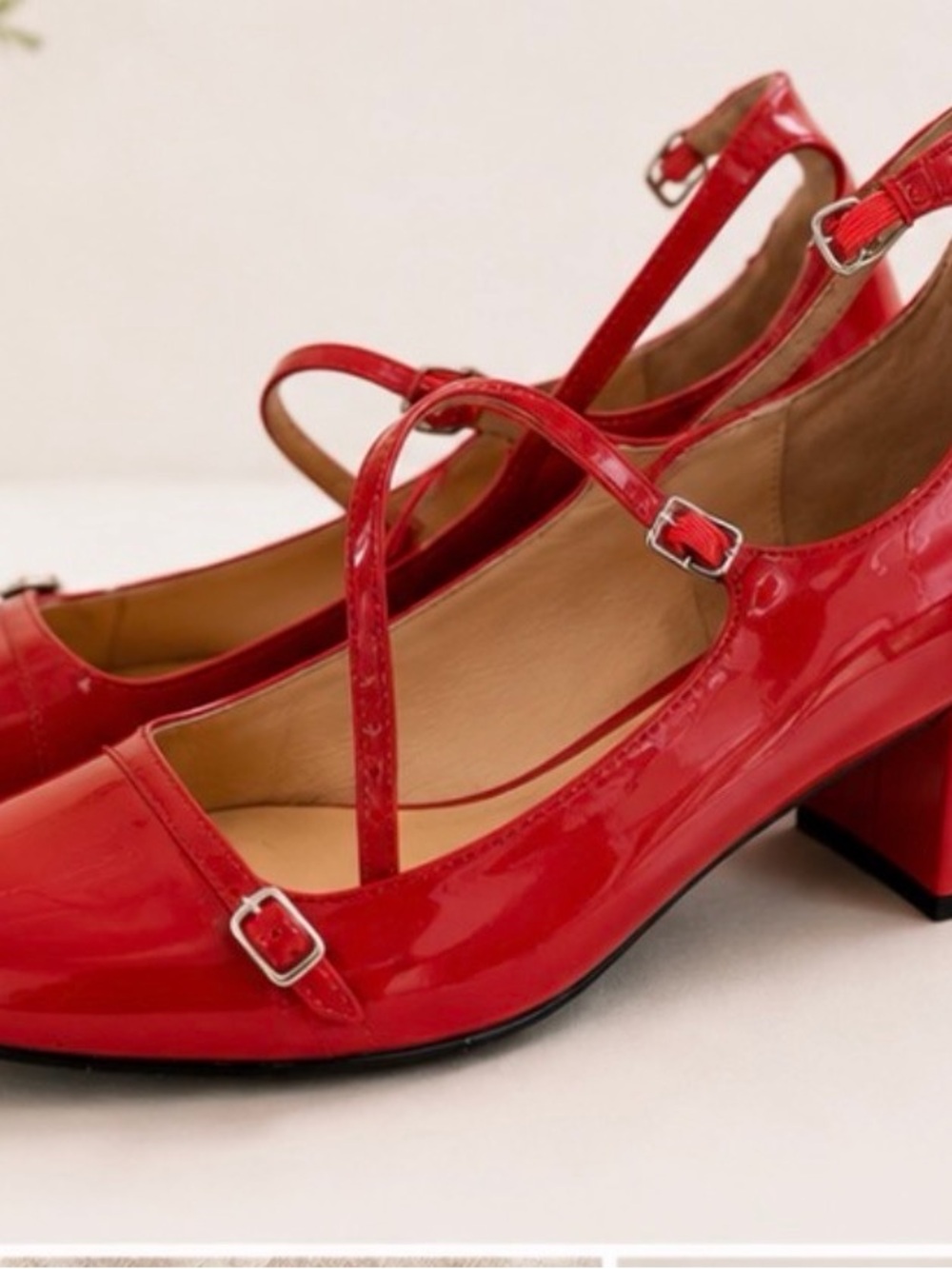Steve Madden Red Patent Mary Jane Block Heel Flats
